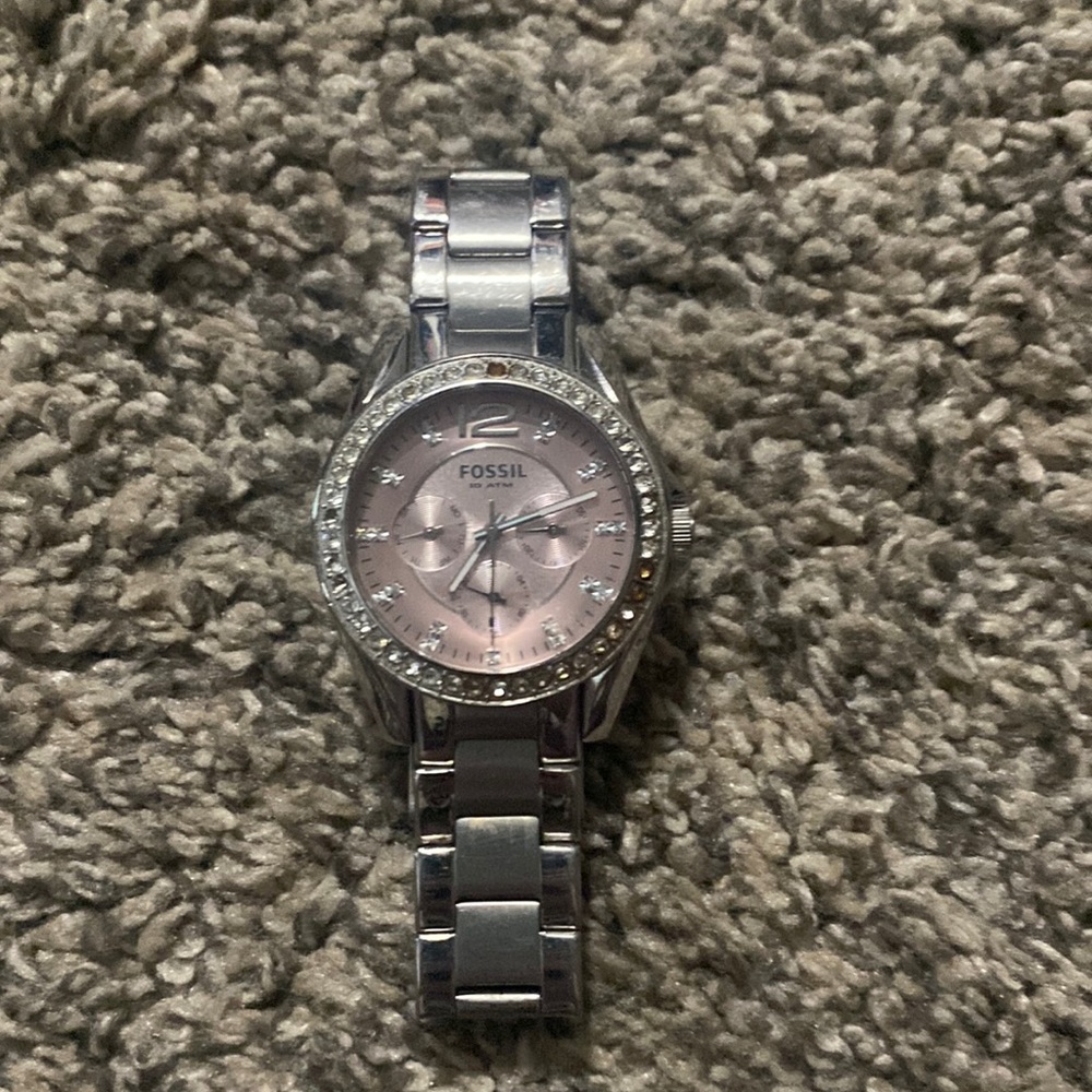 Silver fossil watch